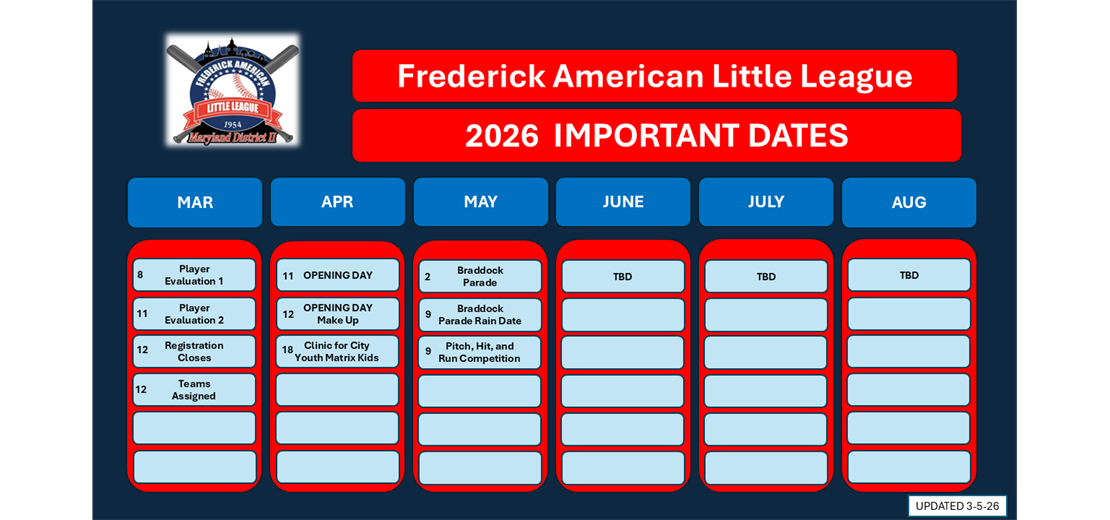 Important Dates for 2026