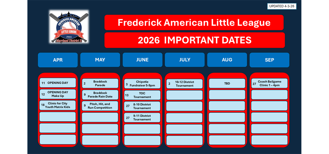 Important Dates for 2026